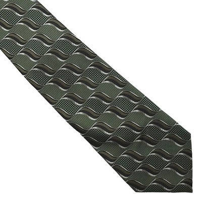 Pallini Olive Green Silver Geometric Italy Classic Polyester Tie Necktie 4 x 59