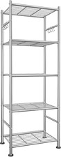 Storage Shelves - 5-Tier Large Capacity Shelf Organizer with Hooks, Heavy-Duty G