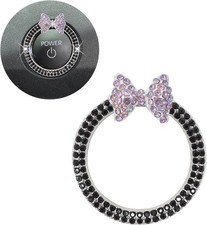 Car Accessories, Bow Tie Push Start Button Rhinestone Ring, Black Ring