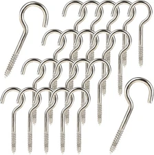 50pcs Heavy Duty 2 Inch Metal Cup Hook - Round End Self Tapping Screw Hooks, Sil