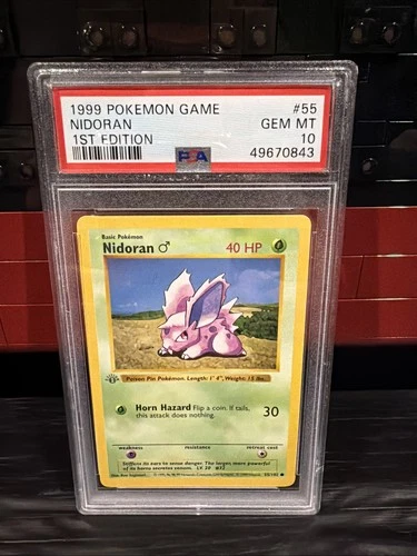 PSA 10 Nidoran M 1st Edition Base Set Shadowless 55/102 Pokemon Card