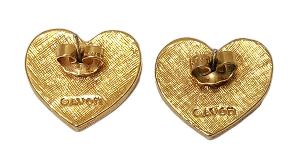 Aretes de oro patriótico bandera americana rojo blanco azul en forma de corazón Avon EE. UU. Foto 2 de 3