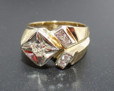 STUNNING 14K 2TONE MEN'S DIAMOND RING .30 tcw SZ 9.5 9.96 grams G128069 