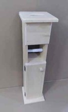 Solid Wood Toilet Paper Holder, 3 Roll Storage, and Tissue Box Unit