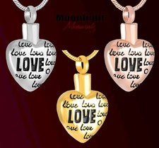 New Love you all over Heart Urn Cremation Keepsake Ashes Memorial Necklace