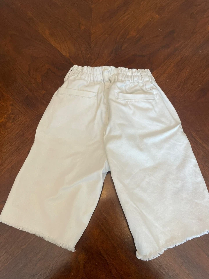 Pantalones Cortos Floral Bordados Niñas Blancos Talla 2T Borde Crudo Skechers Verano Boho Foto 4 de 4