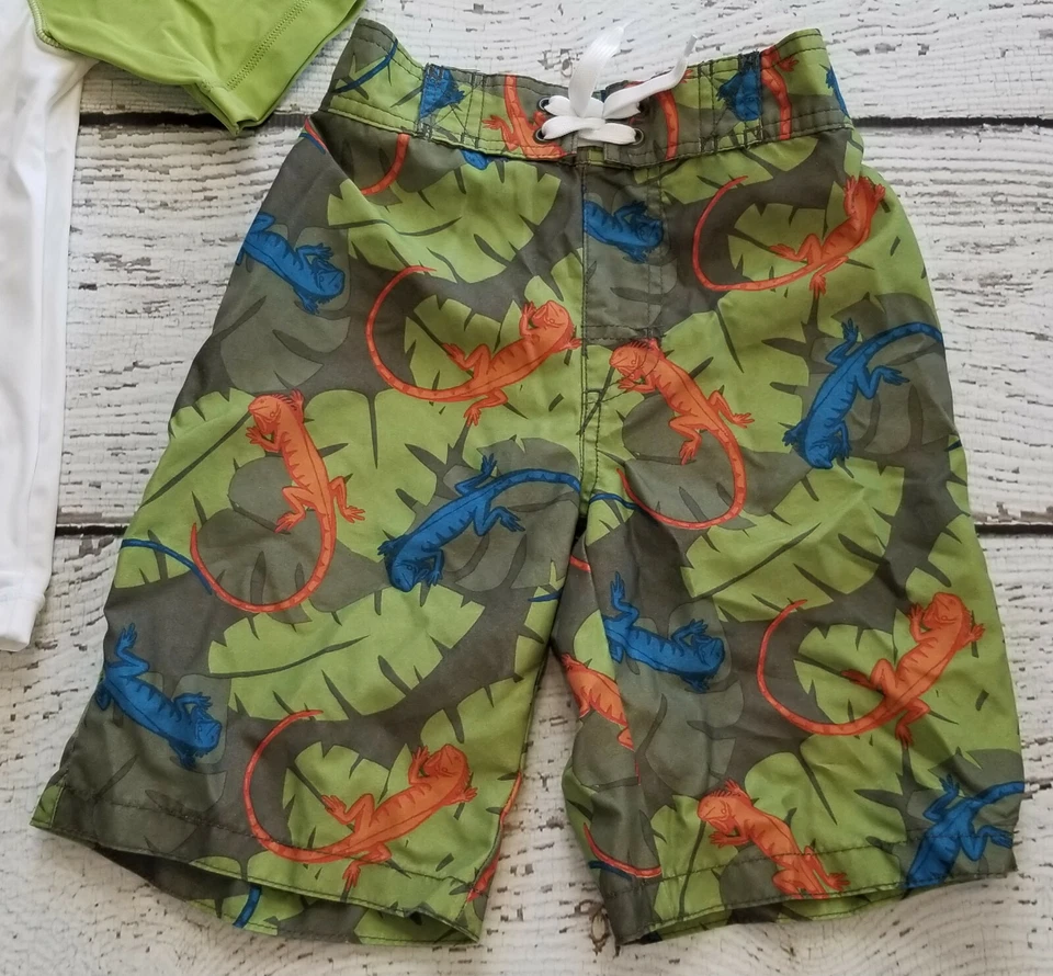 GYMBOREE 6 7 Niños Verde Costa Rica Iguana Rashguard, Bañador, Sombrero DC-TT20 Foto 4 de 4