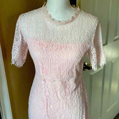 Francesca's Rhea lace midi dress size L blush/ light pink | eBay