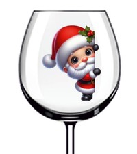 12x Adesivo Vinile Babbo Natale Sbirciare Decalcomania Bicchiere Bottiglia Vetro Vino