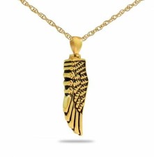 Angel's Wing Gold Steel Pendant/Necklace Cremation Urn for Ashes