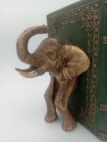 New ! Set 2 Pc Gold & Green elephant bookends - Picture 11 of 12