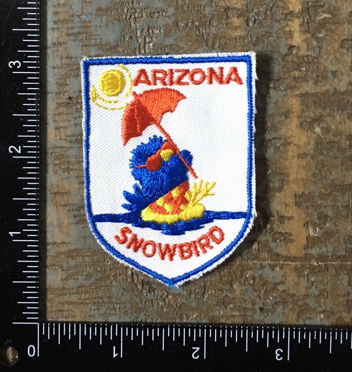 Vintage Arizona Snowbird Bird Umbrella Sun Travel Souvenir Sew-On Voyager Patch