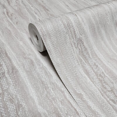Taupe gray dusty pink modern distressed faux carbon plaster textured wallpaper