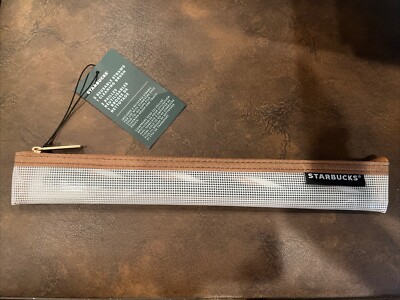 STARBUCKS REUSABLE  STRAWS & Cleaning Brush In Zippered Bag / Striped Straw