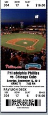 Chicago Cubs vs Philadelphia Phillies 9/12/2016 Ticket Citizens Bank Park 
