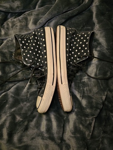 Converse Chuck Taylor High Top Polka Dot Sneakers Womens Size 10 Black White - 第 2/7 張圖片
