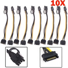 10pcs 15pin SATA Cable Male to 8pin 6 2 PCI-E Power Cable 20cm For Graphic