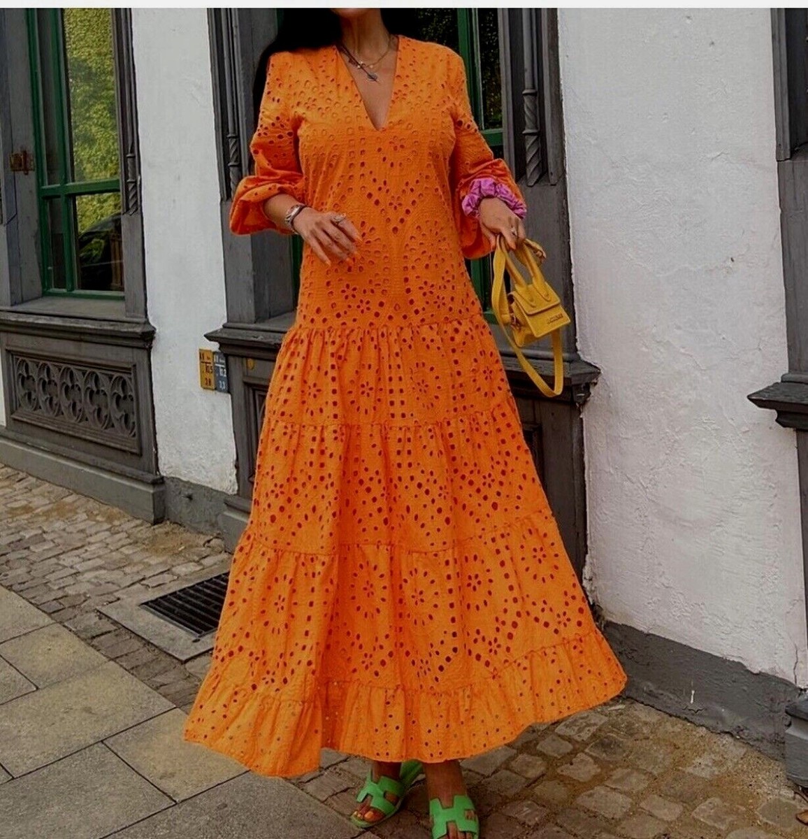 NWT ZARA SS22 EMBROIDERED EYELET RUNWAY/VOGUE STYLE NEON ORANGE DRESS |  7788/932 | eBay
