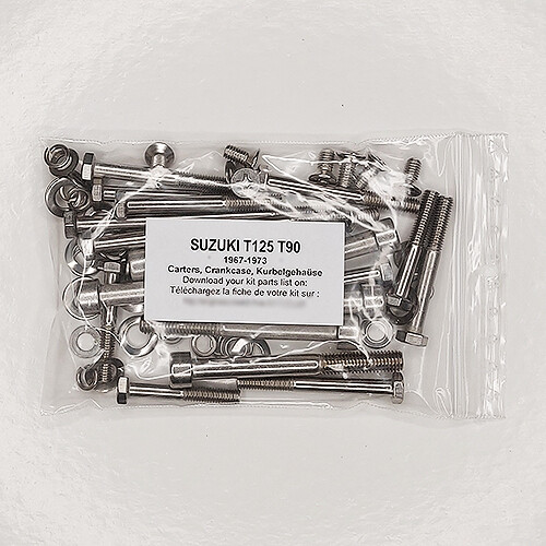 Kit vis carter moteur Suzuki T90 Wolf en inox de 1967 à 1973