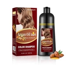 Shampoo Para Cubrir Canas Cabello café oscuro Hierbas Naturales BrilloY Crecimi