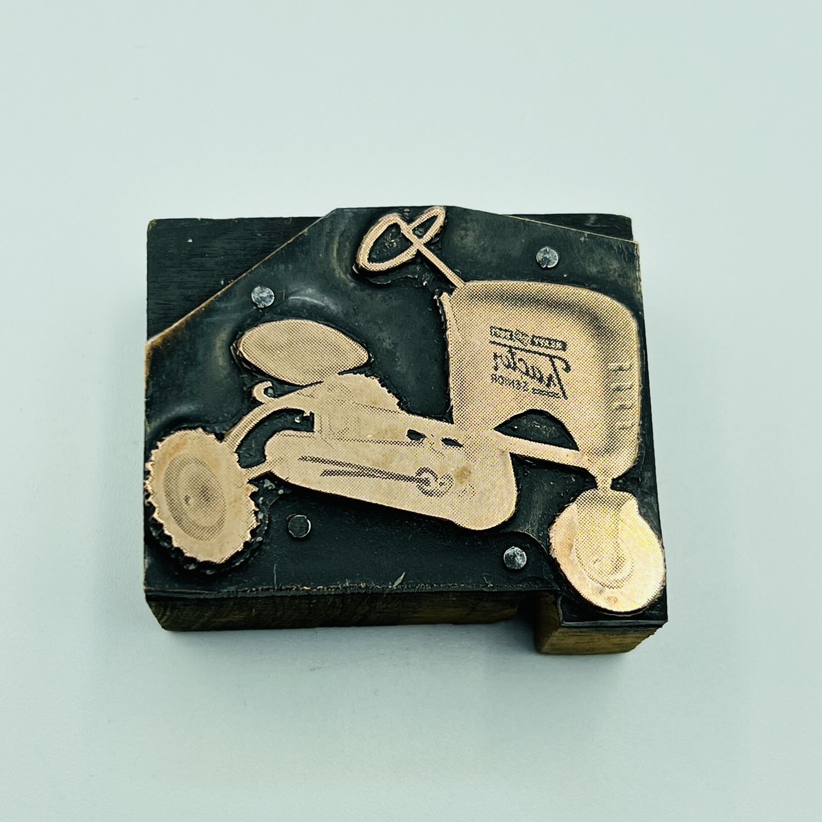 VTG Printing Letterpress Printer Block Copper Top Toy Kids Pedal Tractor