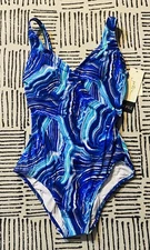 NEW Profile by Gottex Multicolor Quartzite 1 PC Surplice Style Swimsuit Size 8