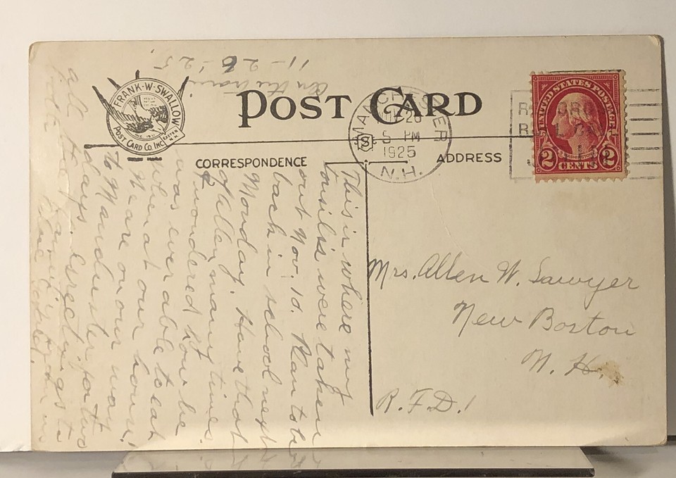 Postcard The Hospital Exeter New Hampshire NH Handcolored Posted 1925