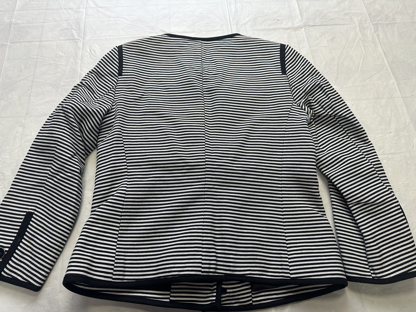 Talbots Black White Striped Structured Jacket Bla… - image 8