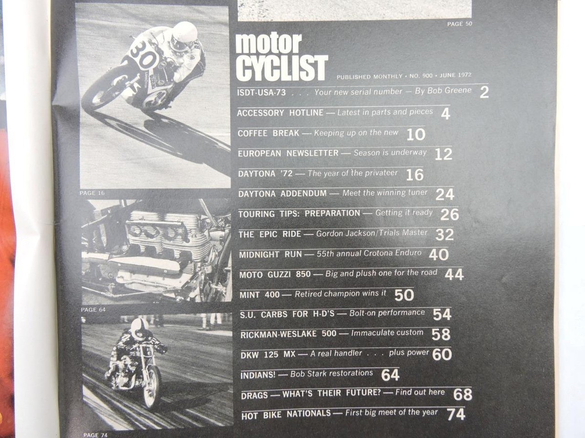 Motorcyclist Magazine June 1972 Moto Guzzi Indian Honda Jawa