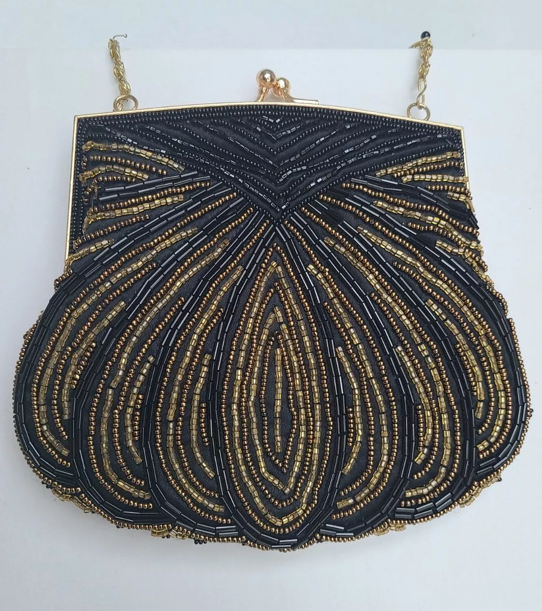 La Regale Clutch Purse Black Beaded