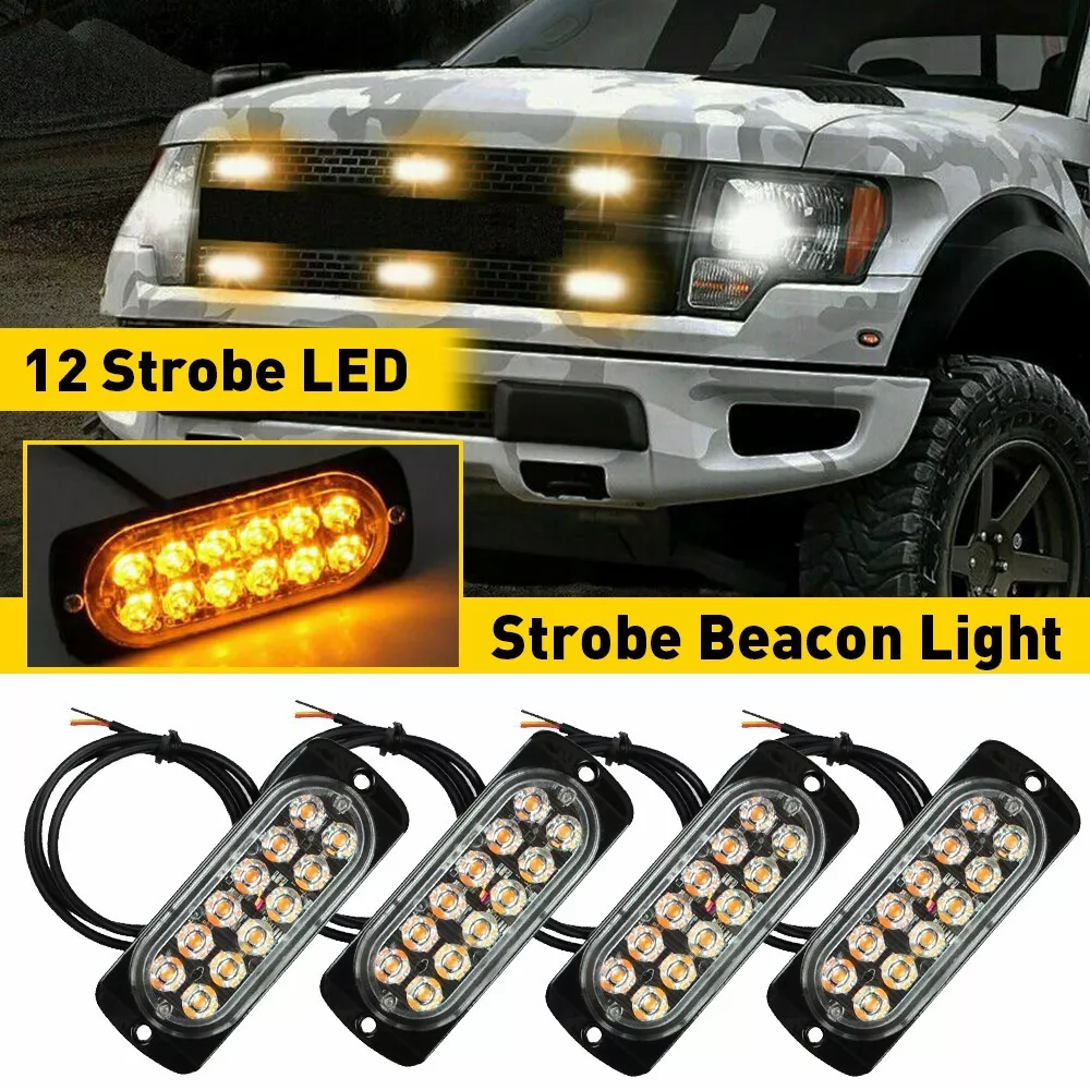 2/4x 12LED Car Emergency Front Flash Truck Flash Light Warning Light Strobe  Ligh