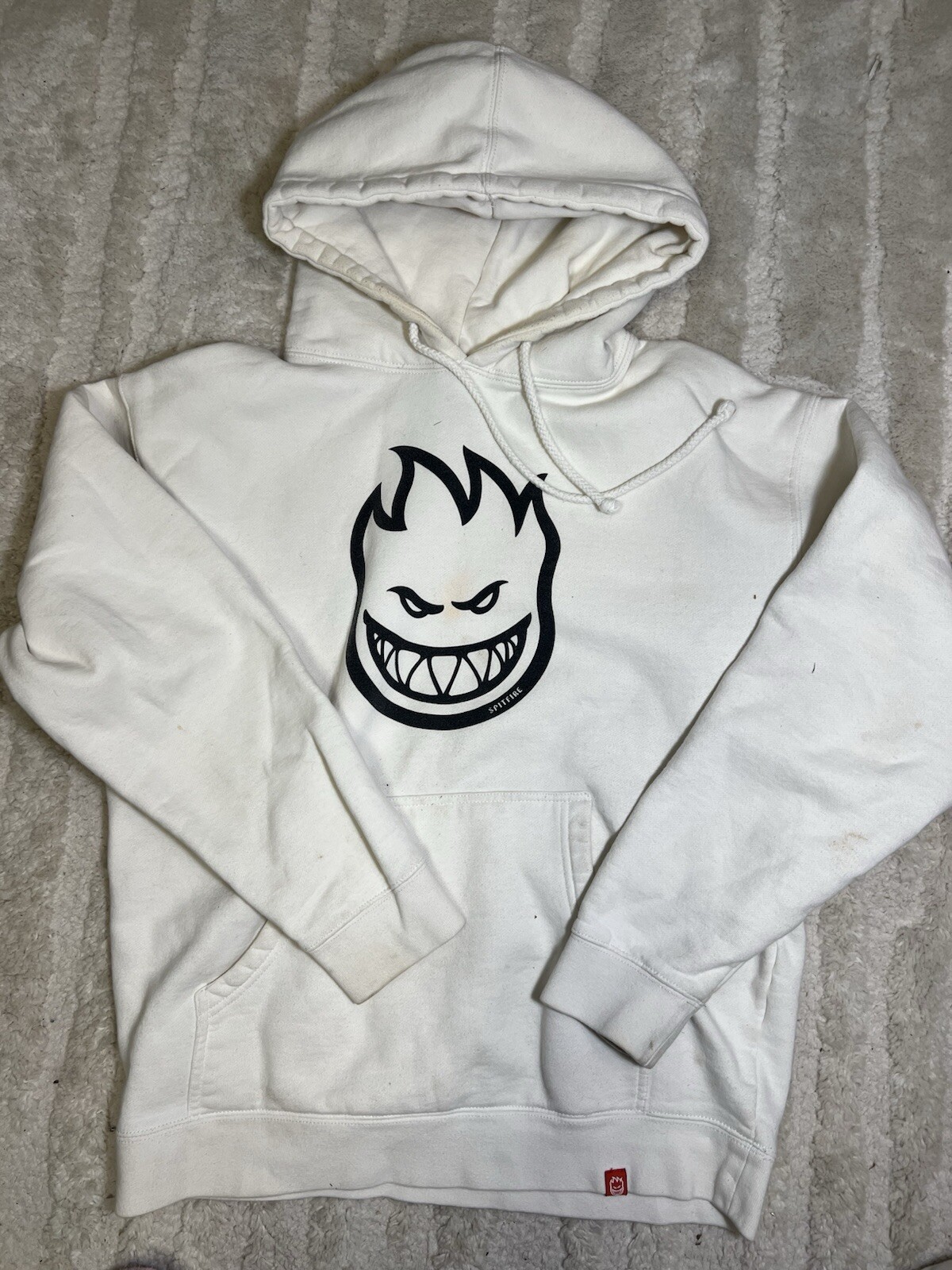 Vintage Spitfire Hoodie Mens Size Medium White Flameboy Skate Surf Grunge Y2K