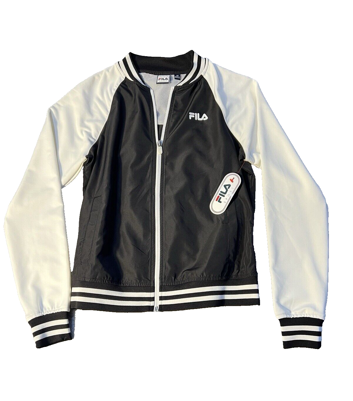 FILA Sport Performance Track Jacket Bianco e Nero Donna XS Nuovo con etichette Atletica