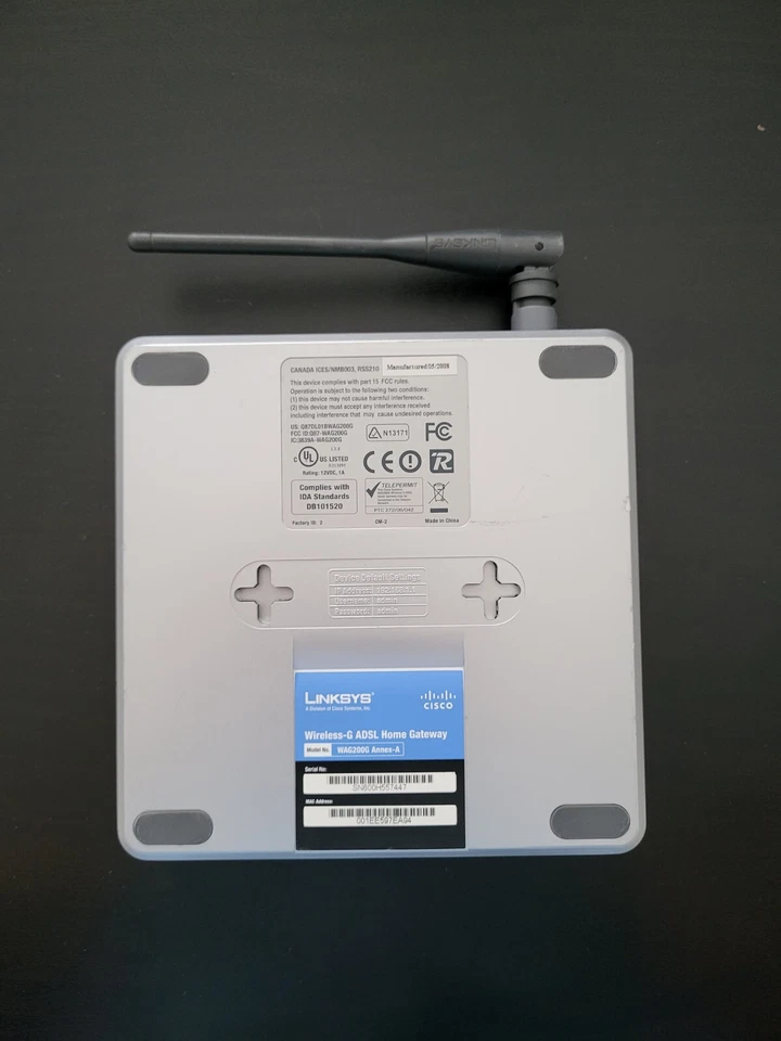 Linksys WAG200G Wireless-G ADSL Home Gateway Router (WORKING) - Image 4 of 4