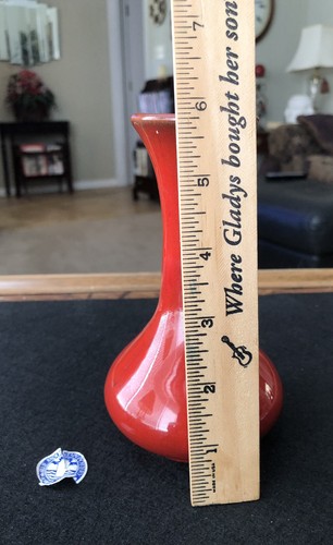 Blue Mountain Pottery Small ~6” - Bud Vase HTF “Flame” Drip Glaze - BMP Canada - Picture 5 of 11