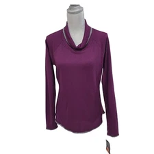 RBX Women's Purple Gray Waffle Long Sleeve Casual Work Out Top NWT Large