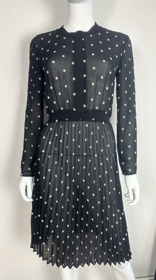 MAJE black pleated floral embroidered dress, BNWT 2 | eBay UK