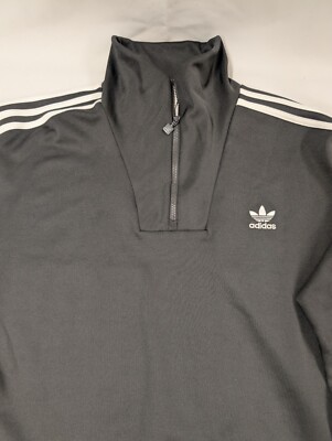 Men Adidas Originals Funnel Neck Track Top Jacket Black IZ4803