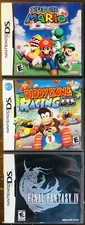 Lot of 3 Nintendo DS 3 Empty Game Cases 2 Manuals Final Fantasy Mario Diddy Kong