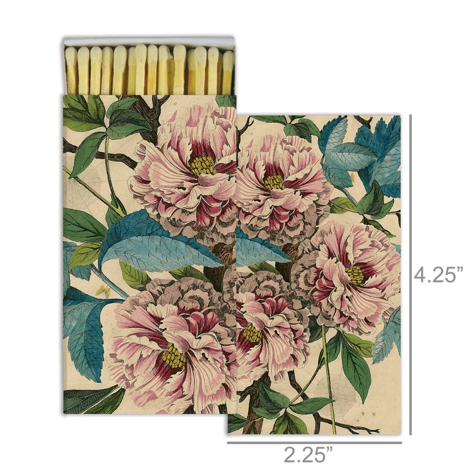 French Peony Set of 2 Large Matchboxes with Wooden Matches - Image 2 of 2