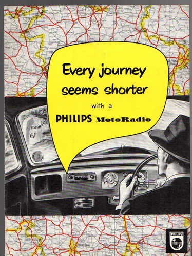 Philips MotoRadio Autoradio Ende 50er Jahre UK Markt ausklappbarer Verkaufsprospekt