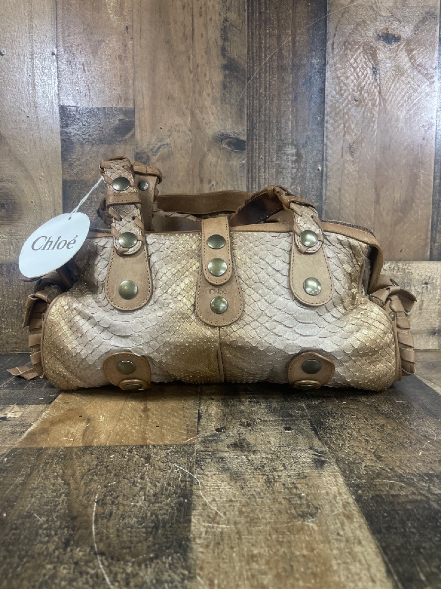 Chloé Python Leather Satchel Handbag Entrupy Cert… - image 1