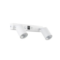 Wandspot Schalter USB-C Weiß Metall BüRo Flur GU10 B:39 Cm Wandleuchte 2-Flammig