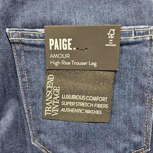 Paige Jeans Womens 24 Blue Beaming Moon Amour High Rise Trouser Leg Flare NWT - Picture 6 of 13