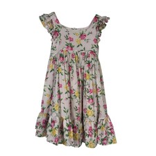 Janie and Jack Ruffle Sun Dress Girls Size 7 Floral Yellow Pink Cotton