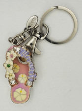 Vintage Hawaii Aloha Pink Flip Flop Travel Souvenir Keychain KeyRing with Claw