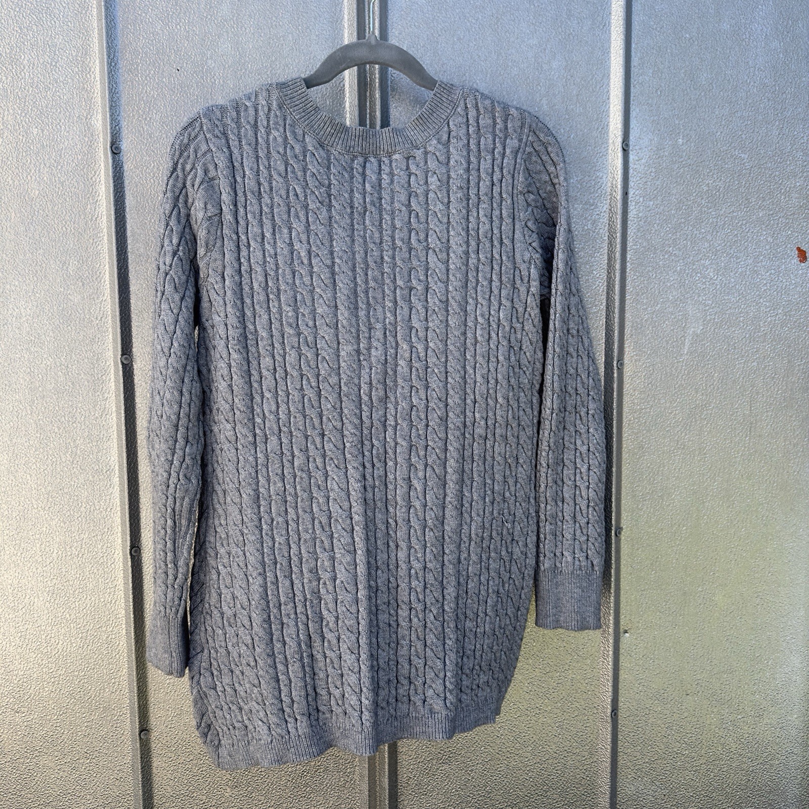 Evolution Grey Cable Knit Asymmetrical Crewneck S… - image 3