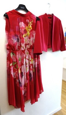 Festliches, hochwertiges Kleid von Vera Mont Gr. 44 mit passender Jacke Gr. 46