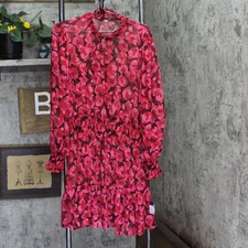 Tommy Hilfiger Womens Floral-Print Chiffon Fit & Flare Dress Red Black Floral 14