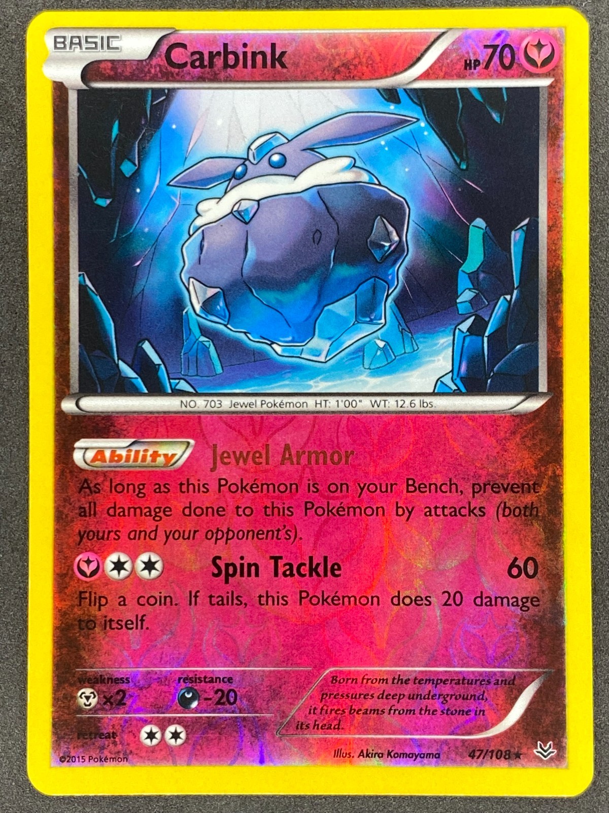 Pokémon Carbink Reverse Holo 47/108 ROS Roaring Skies LP/NM